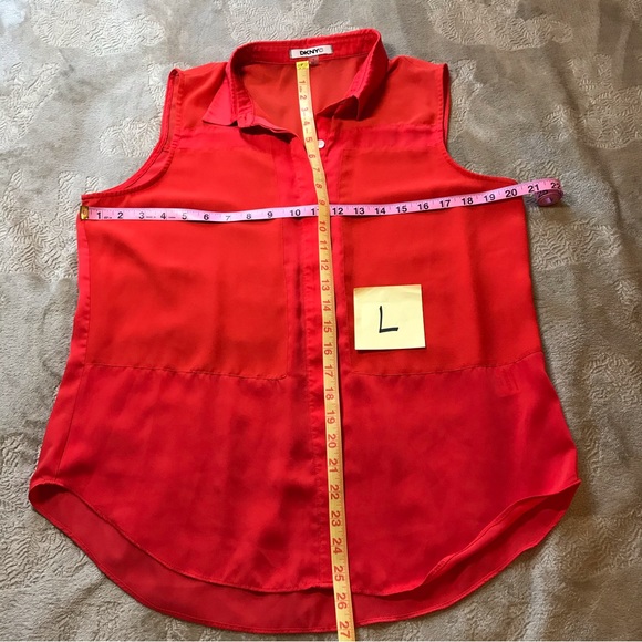 DKNYC orange button down tank sheer section Size L - Picture 8 of 8